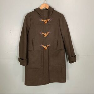 J Crew Melton Toggle Wool Coat Green A8880  Size 6 Petite